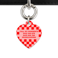 Bailey And Bone Pet Tag Pink And Red Checkers Pet Tag