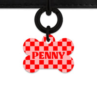 Bailey And Bone Pet Tag Pink And Red Checkers Pet Tag