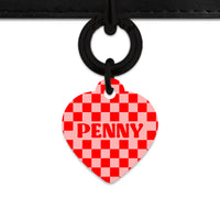 Bailey And Bone Pet Tag Pink And Red Checkers Pet Tag