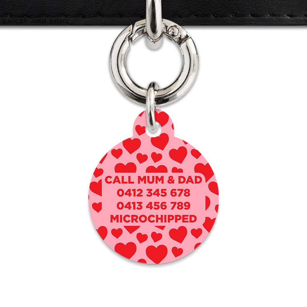 Bailey And Bone Pet Tag Pink And Red Love Hearts Pet Tag
