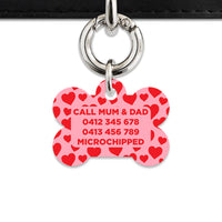 Bailey And Bone Pet Tag Pink And Red Love Hearts Pet Tag