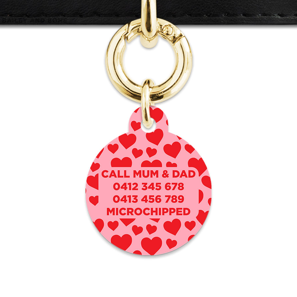 Bailey And Bone Pet Tag Pink And Red Love Hearts Pet Tag