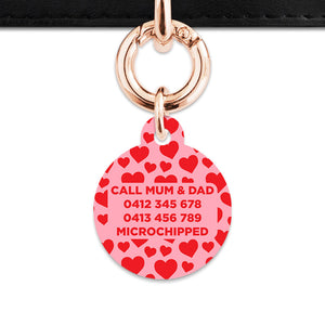 Bailey And Bone Pet Tag Pink And Red Love Hearts Pet Tag