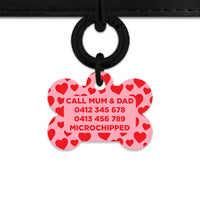Bailey And Bone Pet Tag Pink And Red Love Hearts Pet Tag