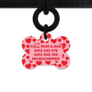 Bailey And Bone Pet Tag Pink And Red Love Hearts Pet Tag