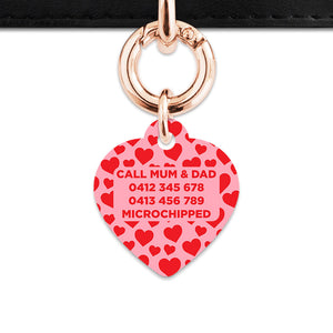 Bailey And Bone Pet Tag Pink And Red Love Hearts Pet Tag