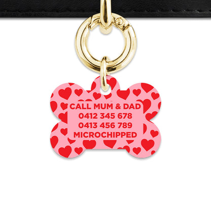 Bailey And Bone Pet Tag Pink And Red Love Hearts Pet Tag