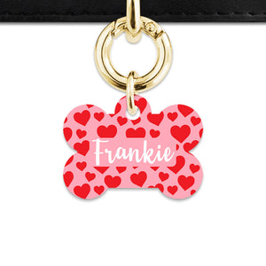 Bailey And Bone Pet Tag Pink And Red Love Hearts Pet Tag
