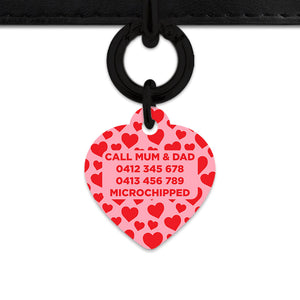 Bailey And Bone Pet Tag Pink And Red Love Hearts Pet Tag