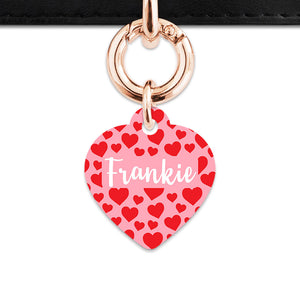 Bailey And Bone Pet Tag Pink And Red Love Hearts Pet Tag