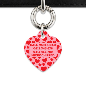 Bailey And Bone Pet Tag Pink And Red Love Hearts Pet Tag