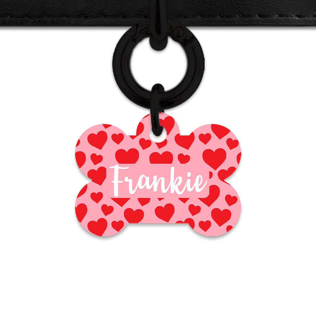 Bailey And Bone Pet Tag Pink And Red Love Hearts Pet Tag