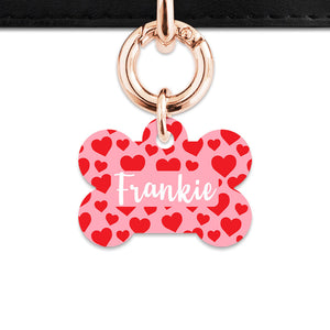 Bailey And Bone Pet Tag Pink And Red Love Hearts Pet Tag
