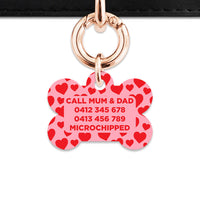 Bailey And Bone Pet Tag Pink And Red Love Hearts Pet Tag