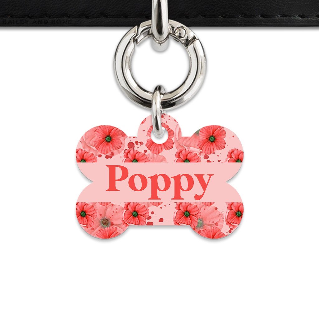 Bailey And Bone Pet Tag Pink And Red Poppy Pet Tag