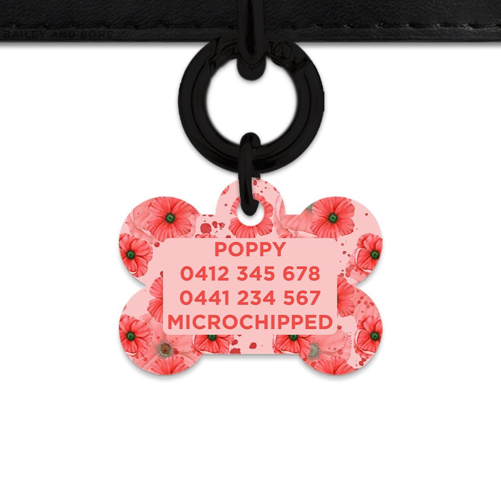 Bailey And Bone Pet Tag Pink And Red Poppy Pet Tag