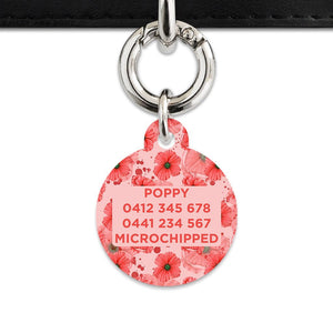 Bailey And Bone Pet Tag Pink And Red Poppy Pet Tag
