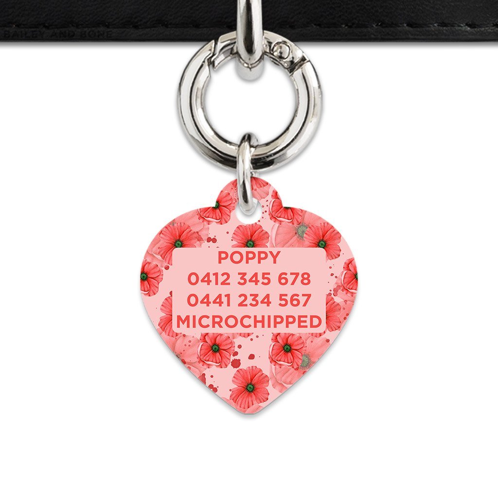 Bailey And Bone Pet Tag Pink And Red Poppy Pet Tag