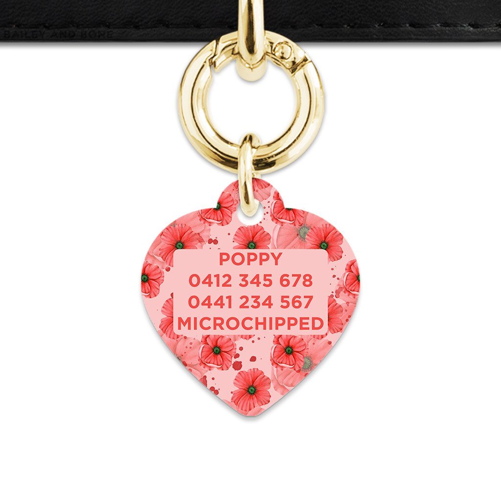 Bailey And Bone Pet Tag Pink And Red Poppy Pet Tag