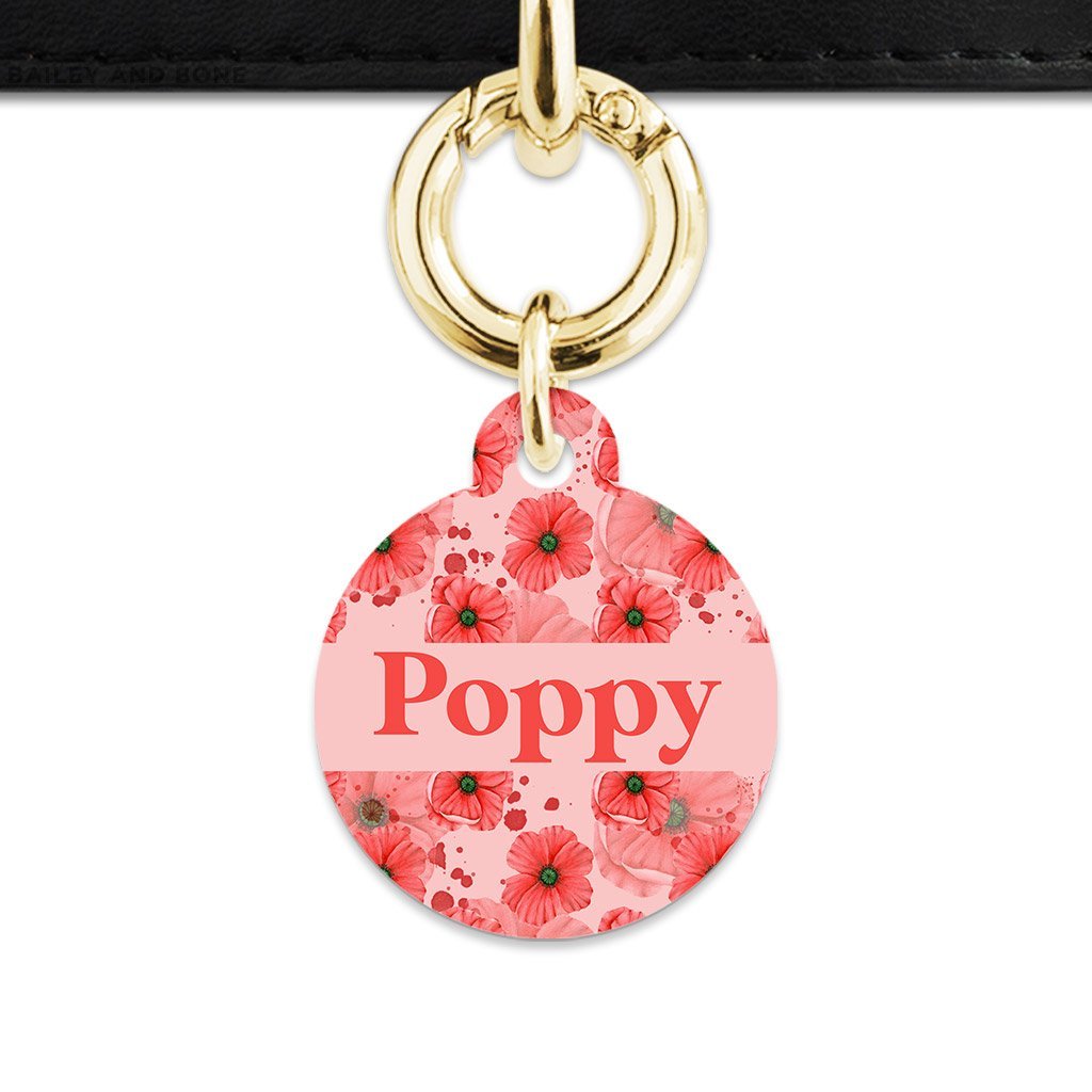 Bailey And Bone Pet Tag Pink And Red Poppy Pet Tag