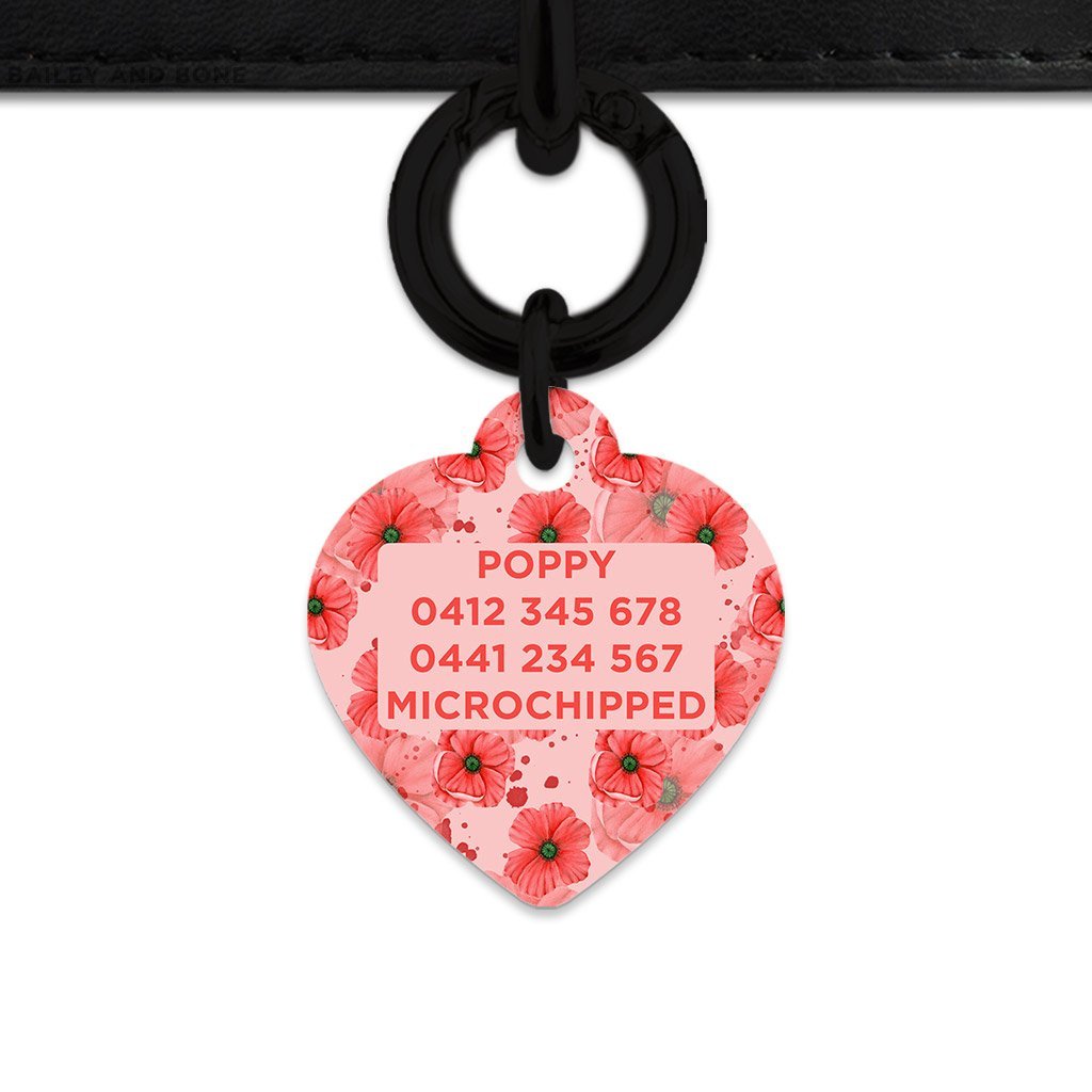 Bailey And Bone Pet Tag Pink And Red Poppy Pet Tag