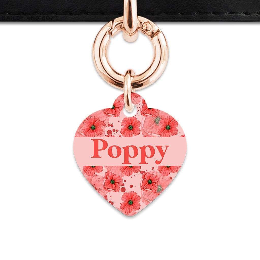 Bailey And Bone Pet Tag Pink And Red Poppy Pet Tag