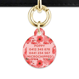 Bailey And Bone Pet Tag Pink And Red Poppy Pet Tag