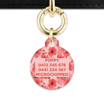 Bailey And Bone Pet Tag Pink And Red Poppy Pet Tag