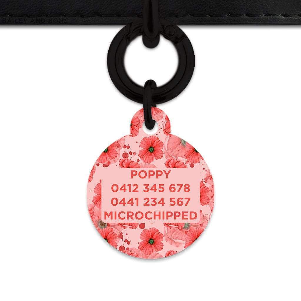 Bailey And Bone Pet Tag Pink And Red Poppy Pet Tag