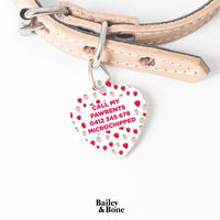 Bailey And Bone Pet Tag Pink And Red Strawberries Pet Tag
