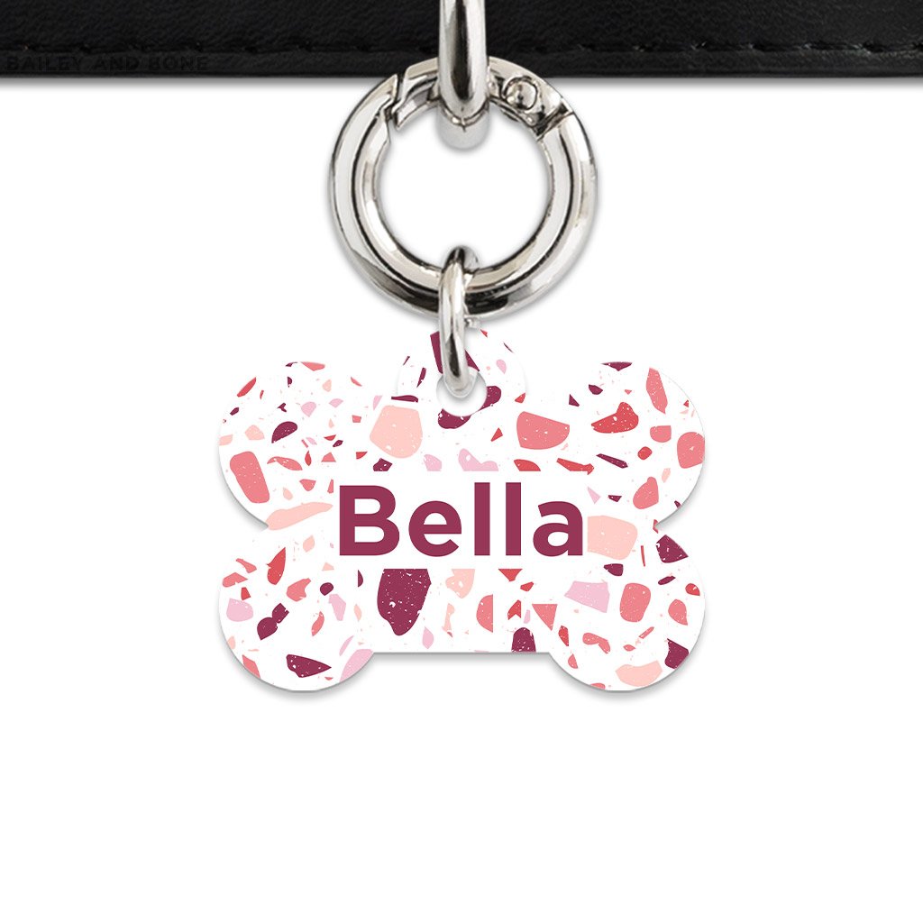 Bailey And Bone Pet Tag Pink And White Terrazzo Pet Tag