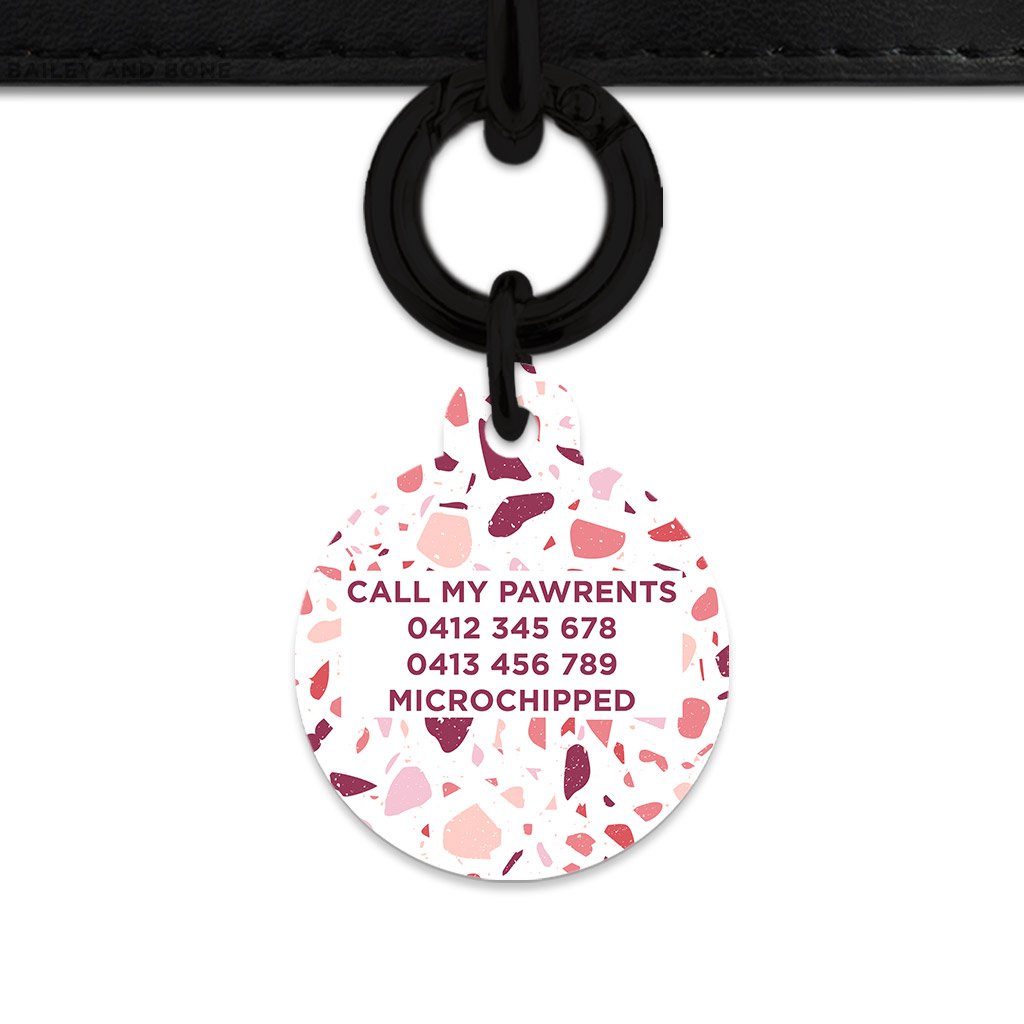 Bailey And Bone Pet Tag Pink And White Terrazzo Pet Tag