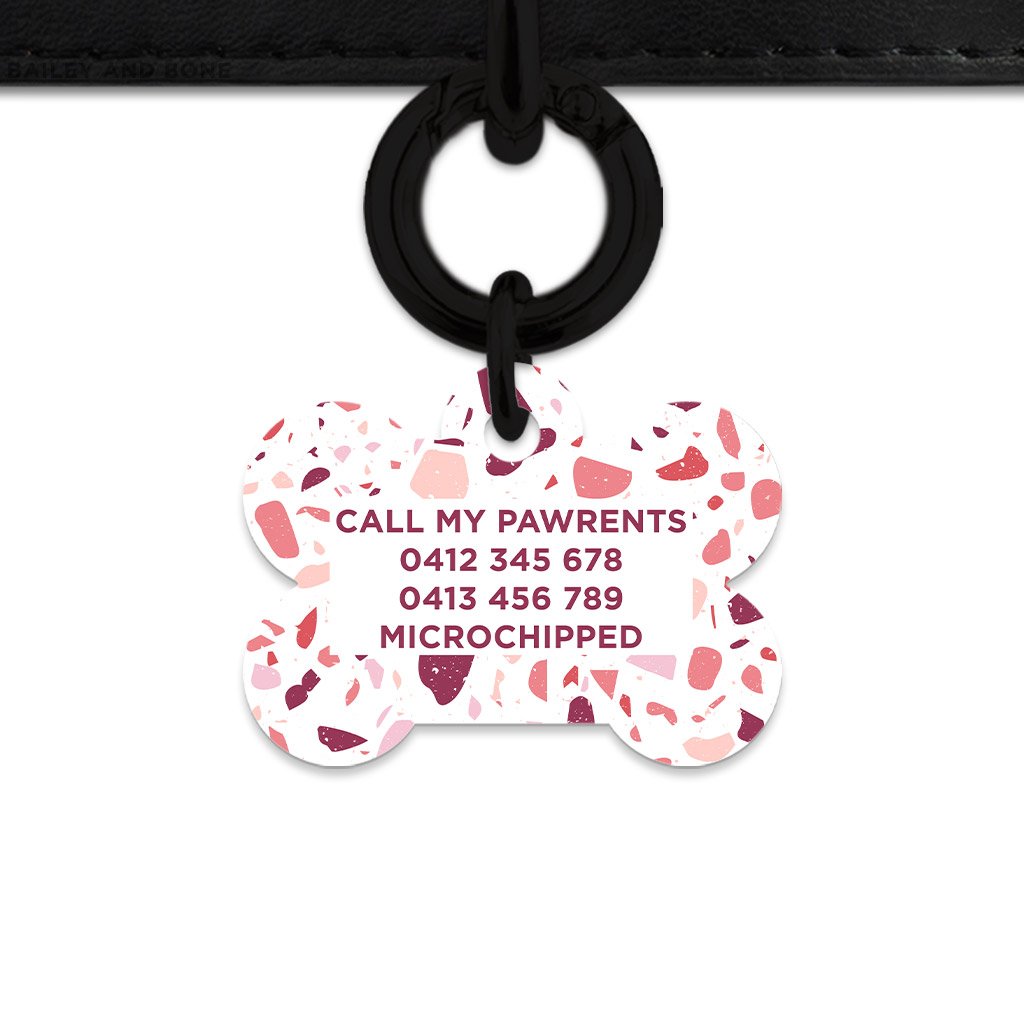 Bailey And Bone Pet Tag Pink And White Terrazzo Pet Tag