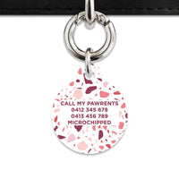 Bailey And Bone Pet Tag Pink And White Terrazzo Pet Tag