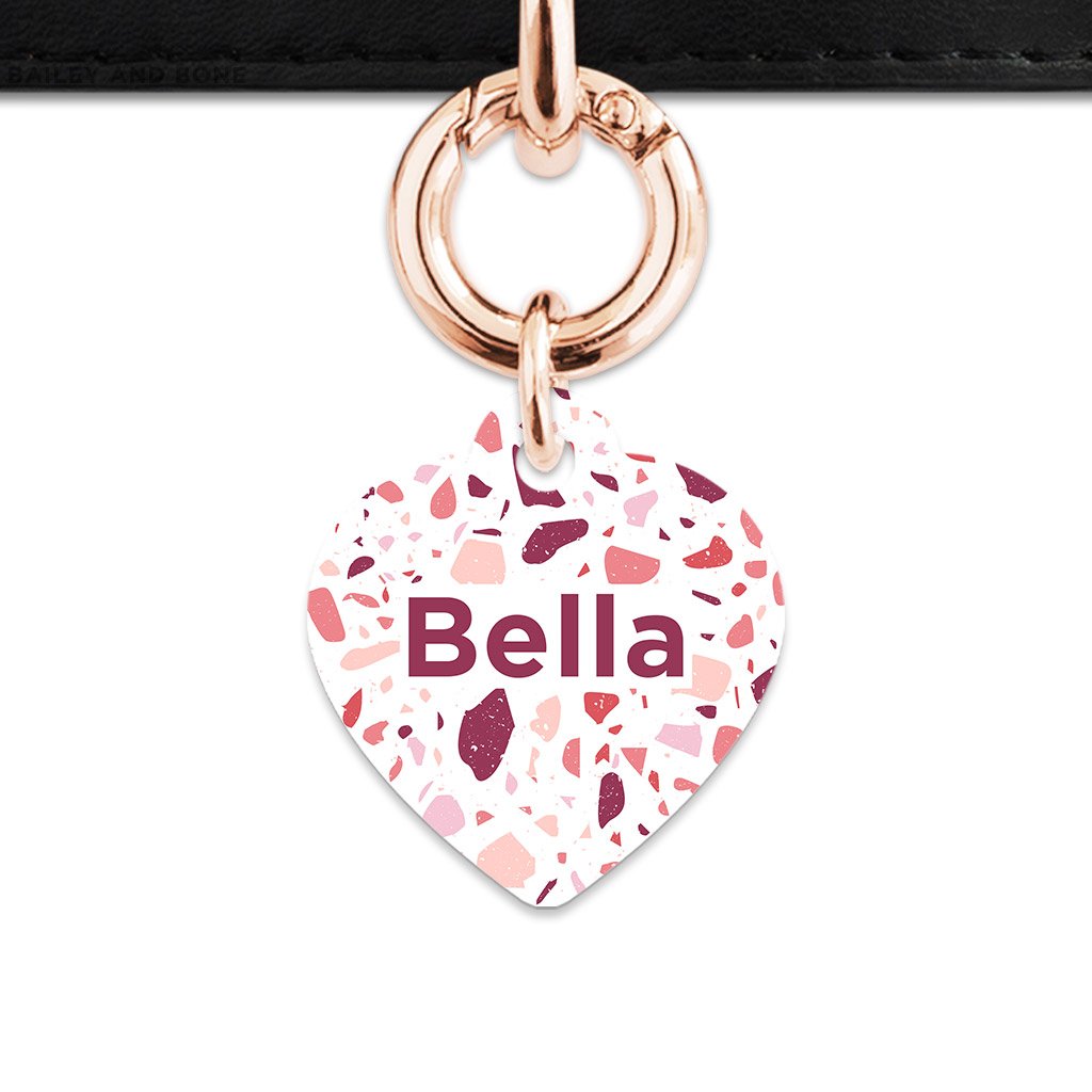 Bailey And Bone Pet Tag Pink And White Terrazzo Pet Tag