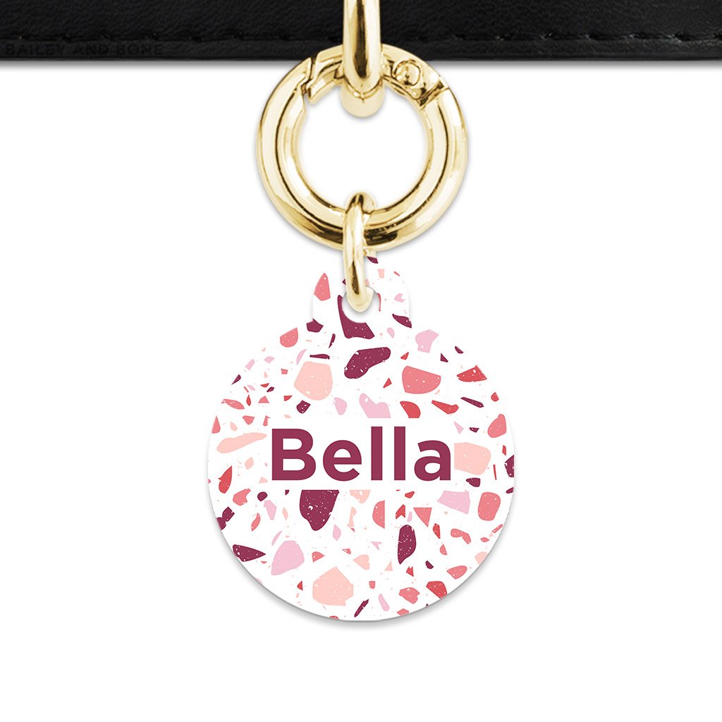 Bailey And Bone Pet Tag Pink And White Terrazzo Pet Tag