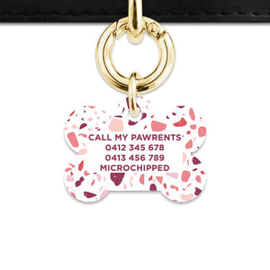 Bailey And Bone Pet Tag Pink And White Terrazzo Pet Tag