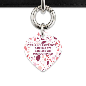 Bailey And Bone Pet Tag Pink And White Terrazzo Pet Tag