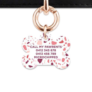 Bailey And Bone Pet Tag Pink And White Terrazzo Pet Tag