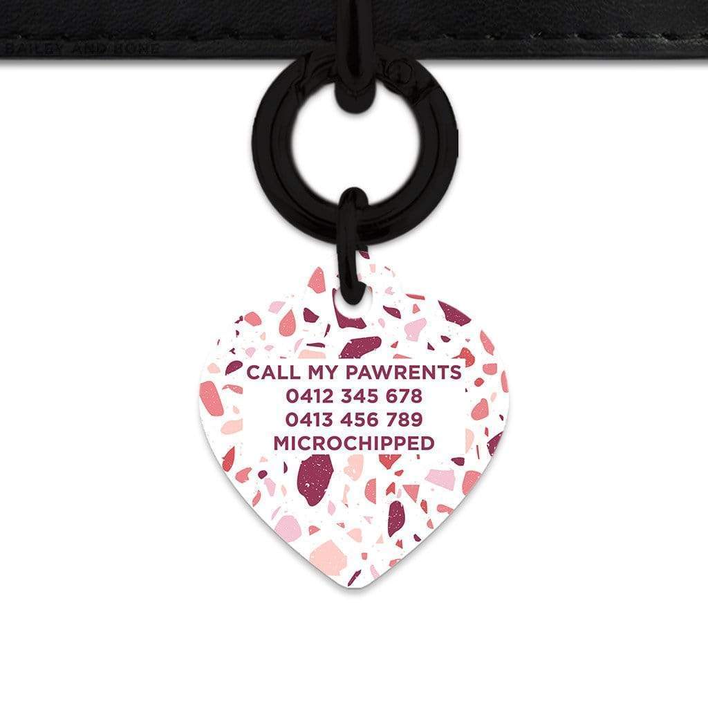 Bailey And Bone Pet Tag Pink And White Terrazzo Pet Tag