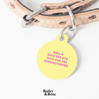 Bailey And Bone Pet Tag Pink And Yellow Beach Pet Tag