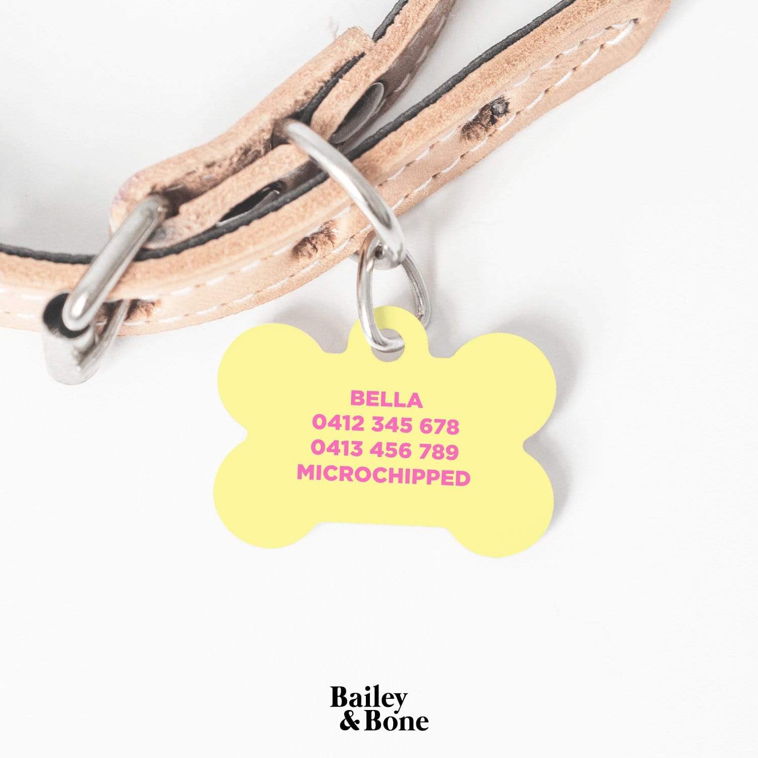 Bailey And Bone Pet Tag Pink And Yellow Beach Pet Tag