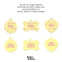 Bailey And Bone Pet Tag Pink And Yellow Beach Pet Tag