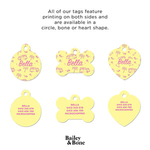 Bailey And Bone Pet Tag Pink And Yellow Beach Pet Tag