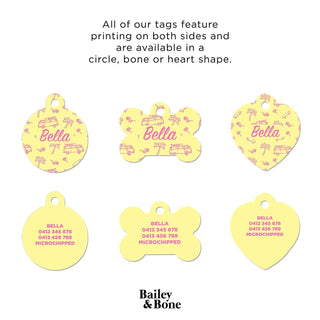 Bailey And Bone Pet Tag Pink And Yellow Beach Pet Tag