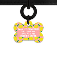 Bailey And Bone Pet Tag Pink And Yellow Lemons Pet Tag