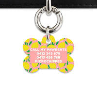 Bailey And Bone Pet Tag Pink And Yellow Lemons Pet Tag
