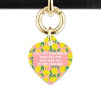 Bailey And Bone Pet Tag Pink And Yellow Lemons Pet Tag