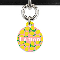 Bailey And Bone Pet Tag Pink And Yellow Lemons Pet Tag