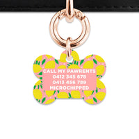 Bailey And Bone Pet Tag Pink And Yellow Lemons Pet Tag
